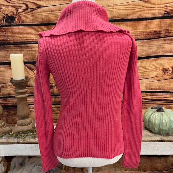 Liz Claiborne Women's Pink Cable Knit Sweater 3/4 Zip Size S - Picture 2 of 13